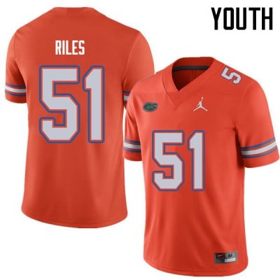 Youth Florida Gators #51 Antonio Riles NCAA Jordan Brand Orange Authentic Stitched College Football Jersey USQ8162QJ